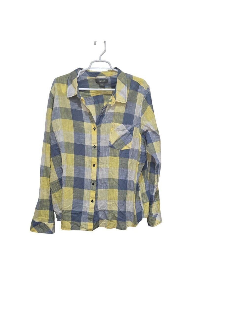 Natural Reflections XXL Lightweight Plaid Cotton Button Front Shirt